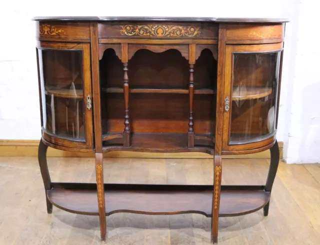 Antique inlaid Victorian chiffonier display cabinet - sideboard - side cupboard