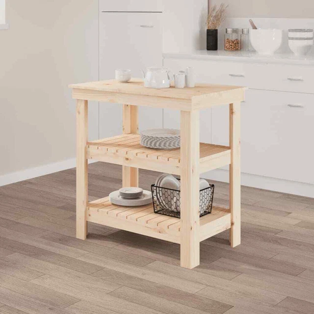 vidaXL Banco da Lavoro 78,5x50x80 cm in Legno Massello di Pino