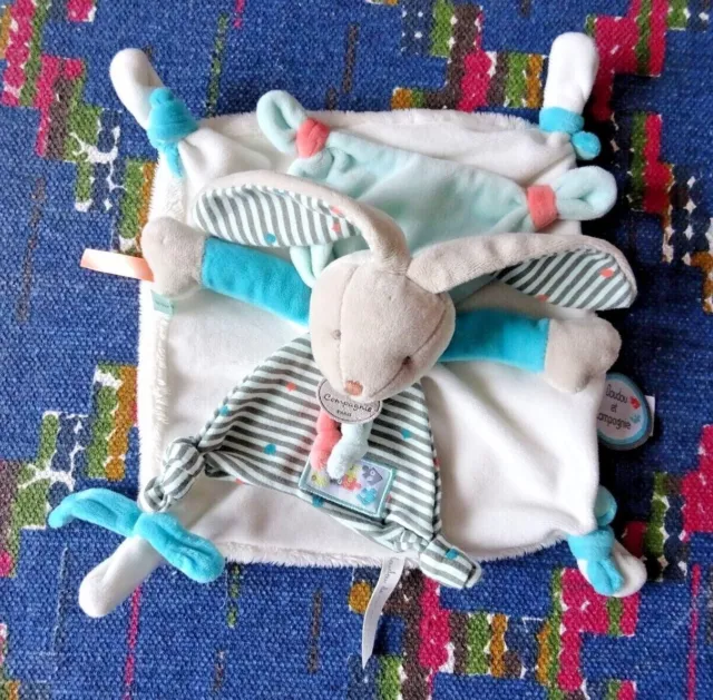 3Pa /  Doudou Et Compagnie Plat Lapin Puzzle Blanc Bleu   Kom Neuf