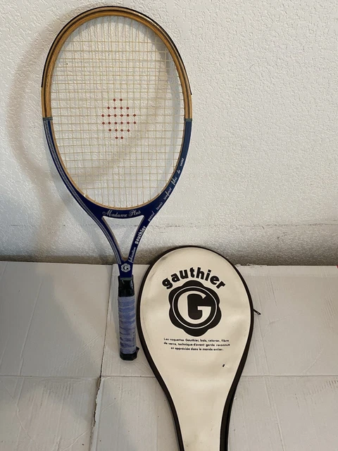Raquette De Tennis Gauthier Madame Plus - Bois Vintage - Avec Couverture
