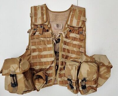 Genuine British Army Military Desert Load Carrying Tactical Vest  With pouches