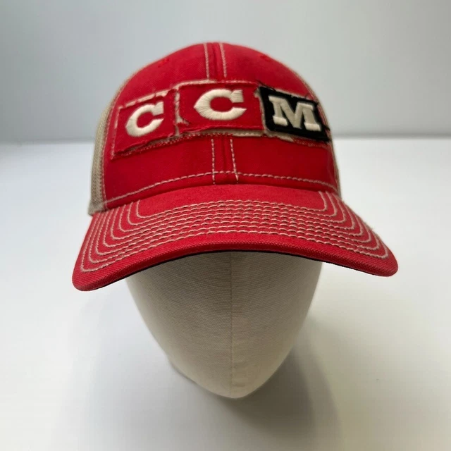 CCM Hat Mens Snap Back Canada Maple Leaf Hockey Flag Adjustable Mesh Trucker Cap