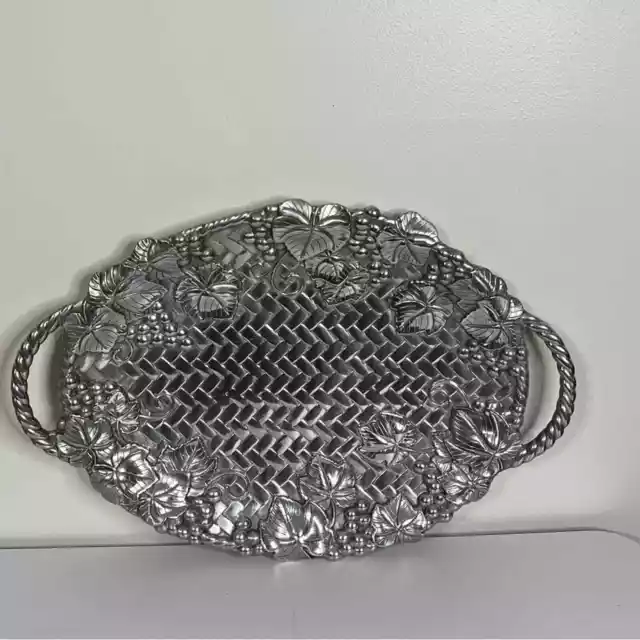 Lenox Grape Weave Large Handle Tray Metal Serveware