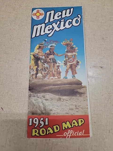 1951 New Mexico State Highway Road Map Car Truck Chevy Ford Dodge Pontiac 51