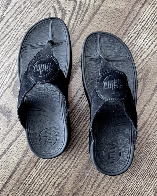 Women's Fitflop Oasis #026-001 Black Suede Toning Wedge Sandals. US Size: 9 2
