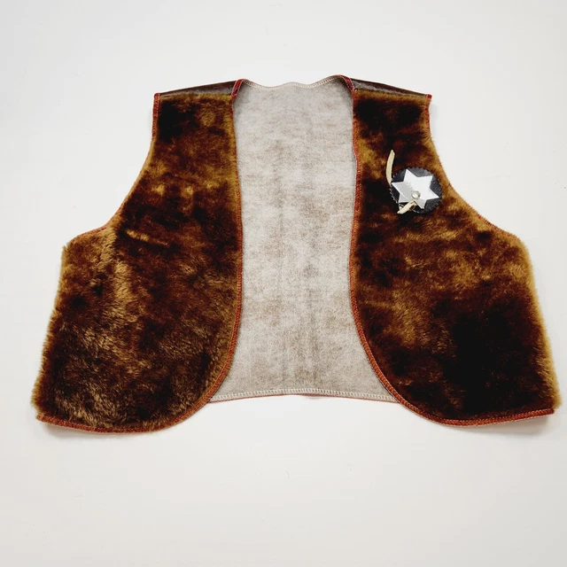 Vest Vintage Childs Cowboy Indian Western Fur Textured Bow And Arrow See Measure