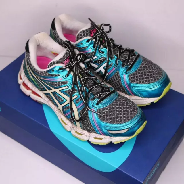 Asics Womens Gel Kayano 19 T392N Blue Black Running Shoes Sneakers Size 8