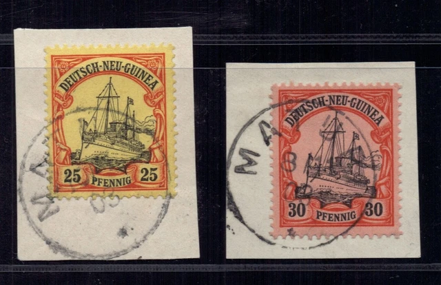 Dt. Kolonien Deutsch Neuguinea Michel Nr. 11 + 12 Briefstück Matupi gestempelt
