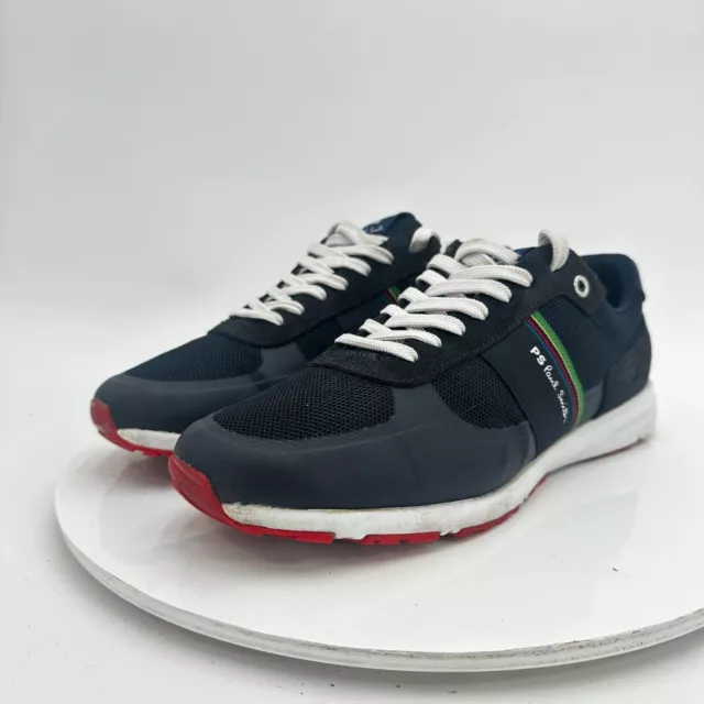 Paul Smith PS Huey Men Size 8 Dark Navy Sports Stripe Lace Up Trainer Sneakers