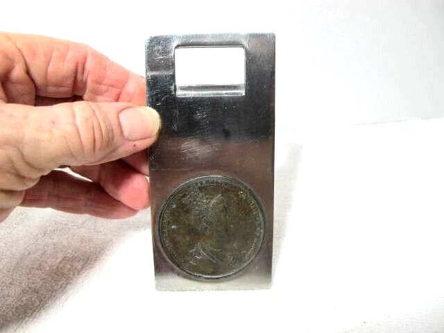 Vtg Maria Anna Augusta Fer Dina Andi Medallion Coin Bottle Opener Stainless 4"