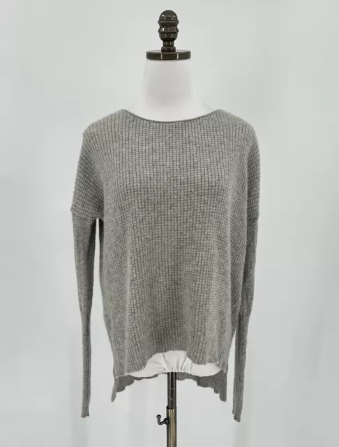 Nili Lotan 18-8 Womens Gray Cashmere Thermal Long Sleeve Pullover Sweater Sz S