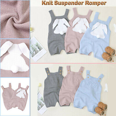 Infant Baby Boy Girl Knitted Jumpsuit Rabbit Bunny Romper Outfits Clothes Easter