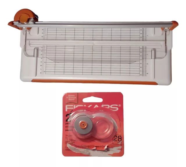 Fiskars 28mm Rotary Paper Trimmer 154480 with Extended Ruler & One Trimmer Blade