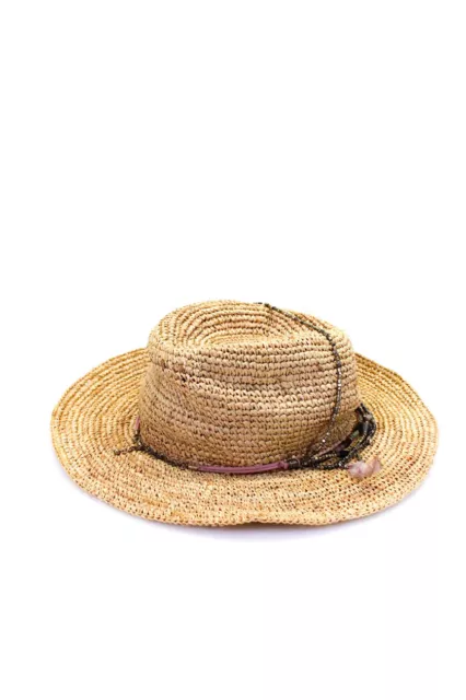 Ale Alessandra Betmar Womens Embellished Straw Sun Hat Tan Brown One Size Lot 2