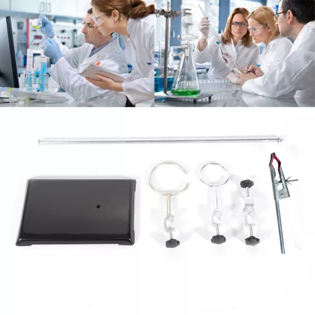 Lab Iron Stand Flask Condenser Clamp Ring Rack Set Support Holder Chemistry USA