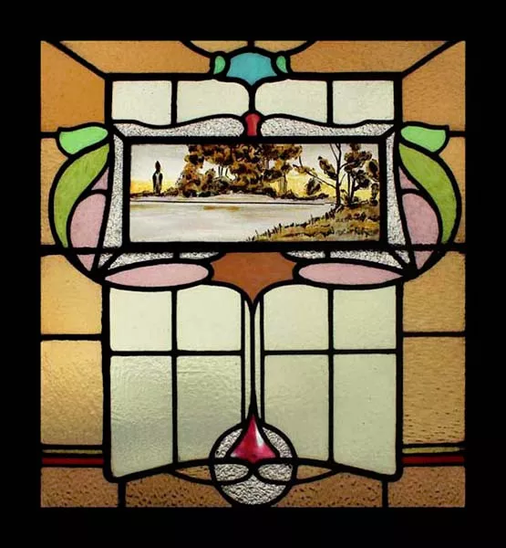 Rare Victorian Painted Scenic Beauty Antique English Stained Glass Window