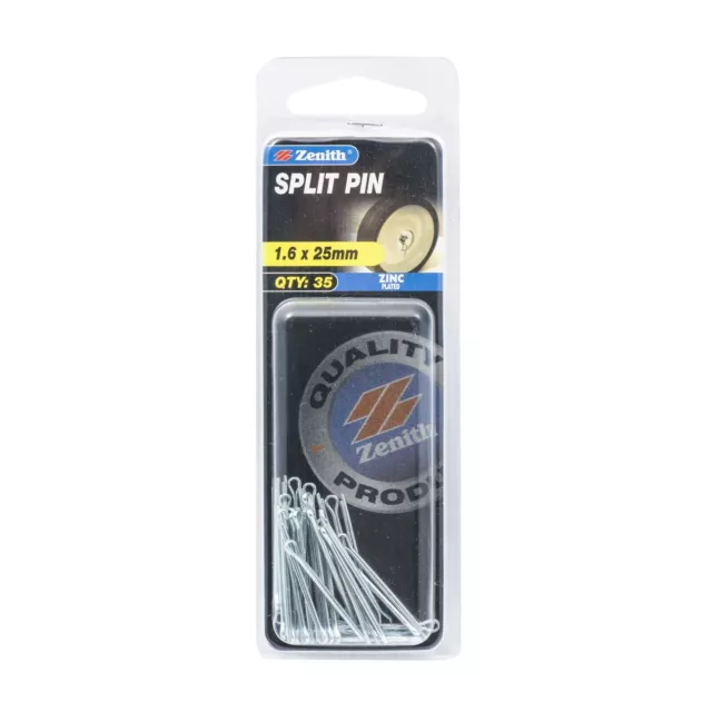 5 X Zenith 1.6 x 25mm Zinc Plated Split Pins - 35 Pack