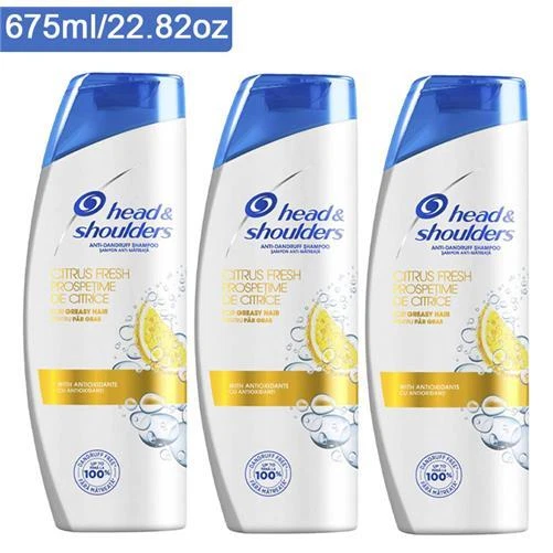 Head & Shoulders Citrus Fresh Greasy Hair Shampoo Oil Control Dandruff 3 x 675ml
