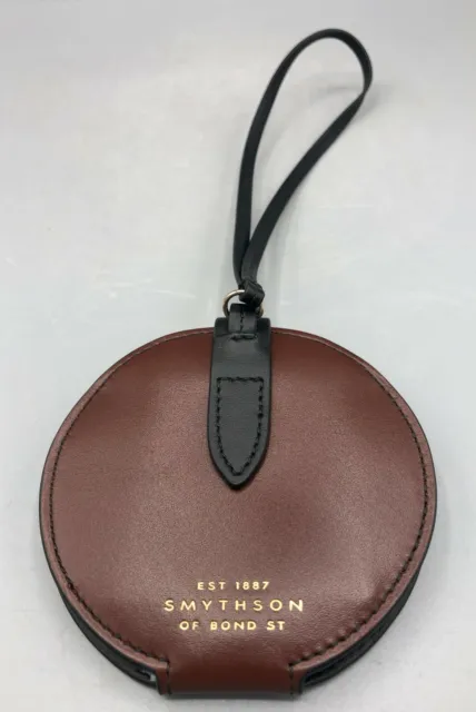 SMYTHSON Leather Circle Luggage Tag, Mahogany, RRP:£195! New & Unused