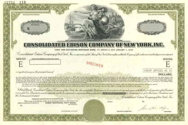 Consolidated Edison Co. of New York, Inc. - Bond - Specimen Stocks & Bonds