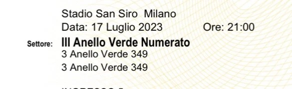 Biglietto concerto  Ultimo  San Siro Milano  17 luglio 2023