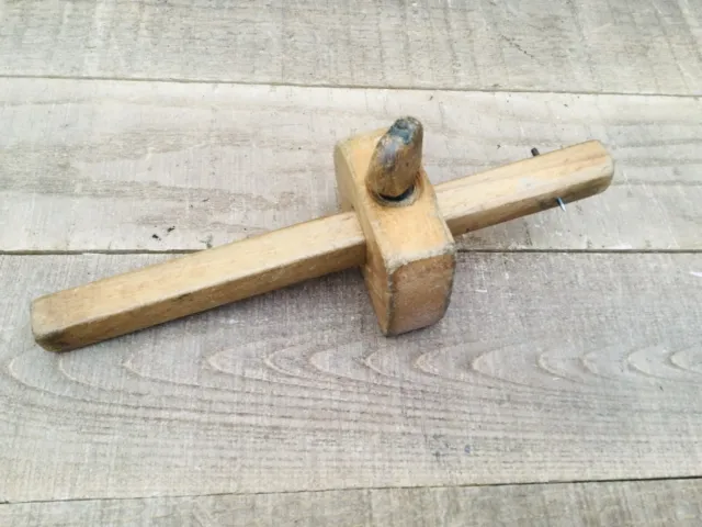 Vintage Carpentry 9” Beech Marking Gauge, Vintage Woodworking Tool