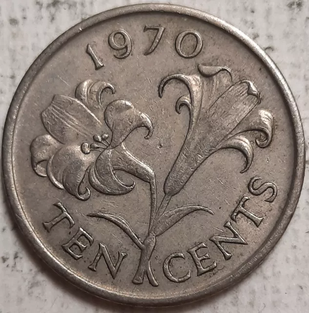 ONE CENT COINS: 1970 Bermuda Ten / 10 Cents Coin