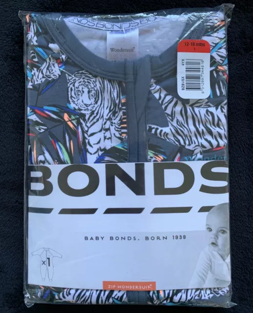 Size 1 • Bonds Wondersuit ~ Fluorescent Jungle Tiger Zippy • BNIP