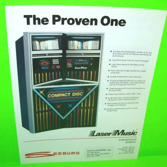 Seeburg SCD-1C Jukebox FLYER 1986 Original Laser Music Phonograph Paper Sheet