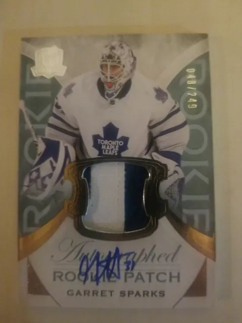 2015-16 Ud The Cup Garret Sparks Rookie Rc Autograph Auto Patch /249