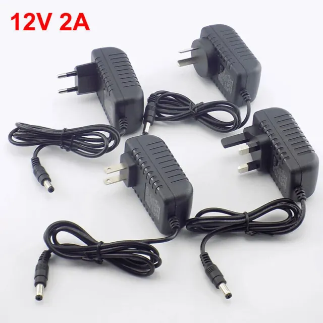 12V 2A 2000mA AC Adapter DC Power Supply Wall Charger Plug 5.5mm x 2.5mm