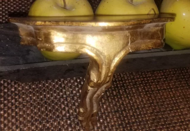 ITALIAN FLORENTINE Mini Carved Wood GOLD GILT Shelf Sconce~MID CEN~Made In ITALY