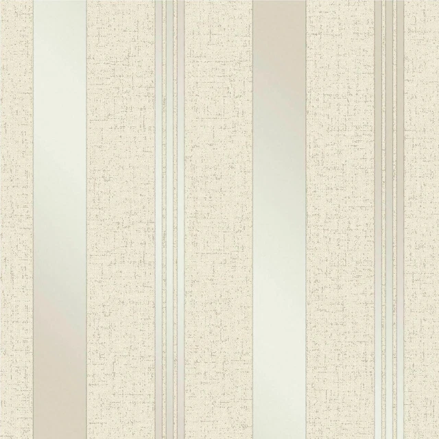 Cream Gold Stripe Glitter Wallpaper Vinyl Textured Shimmer Fine Decor Quartz