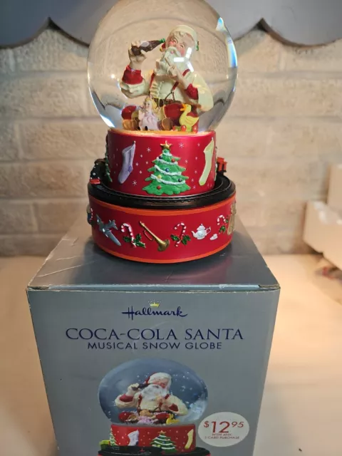 HALLMARK 1971 COCA Cola Santa Snow Globe Music Box I Like to Teach the