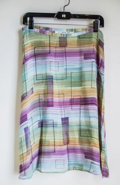 Diane von Furstenberg women's silk striped multicolor skirt size 6. M