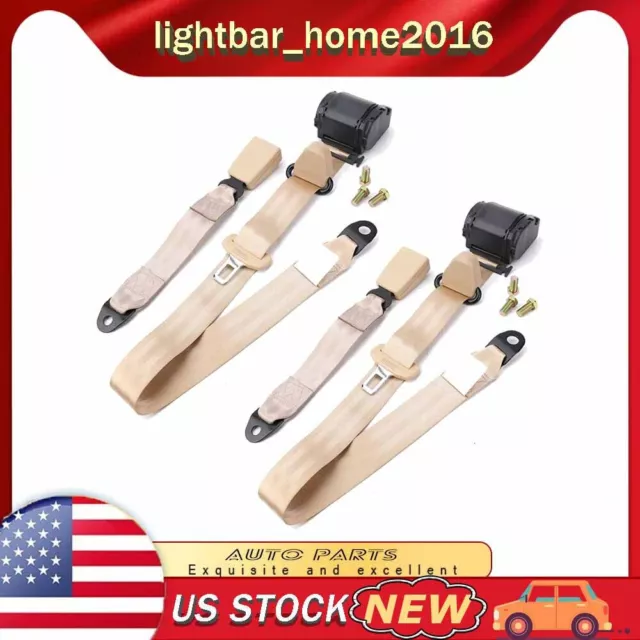 2Set Retractable 3 Point Safety Seat Belt Straps Car Vehicle Adjustable Belt Kit