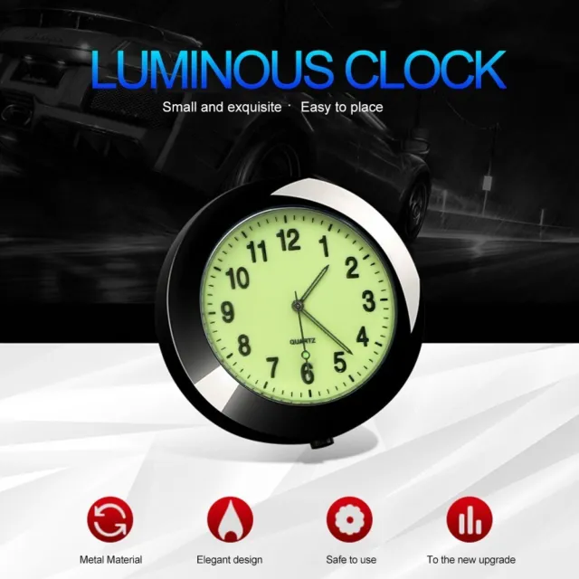 Stick-On Digital Watch Luminous Round Car Clock Car Clock  Auto Ornament