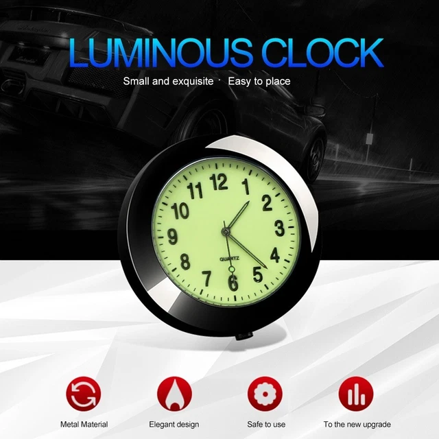 Stick-On Digital Watch Luminous Round Car Clock Car Clock  Auto Ornament