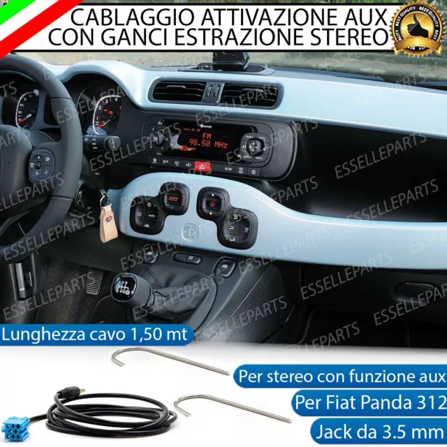 Cavo Aux + Kit Smontaggio Stereo Fiat Panda Mk3 312 1.5 Metri Retrofit Mp3