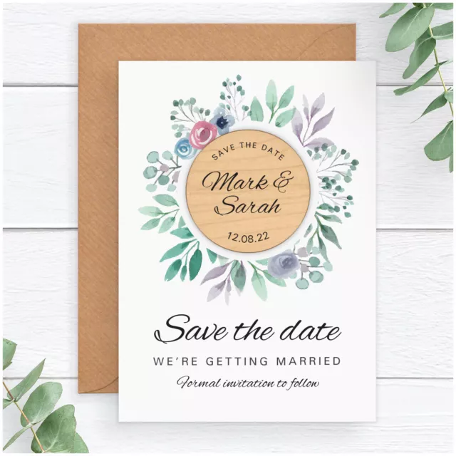 Save The Date Calendar Cards PERSONALISED Rustic Wooden Save The Date  Magnets