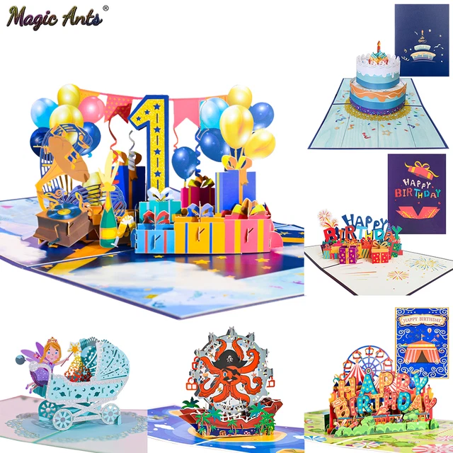 3D Pop-Up Birthday Greeting Cards Kids Mom Dad Wife Anniversary Handmade Gifts