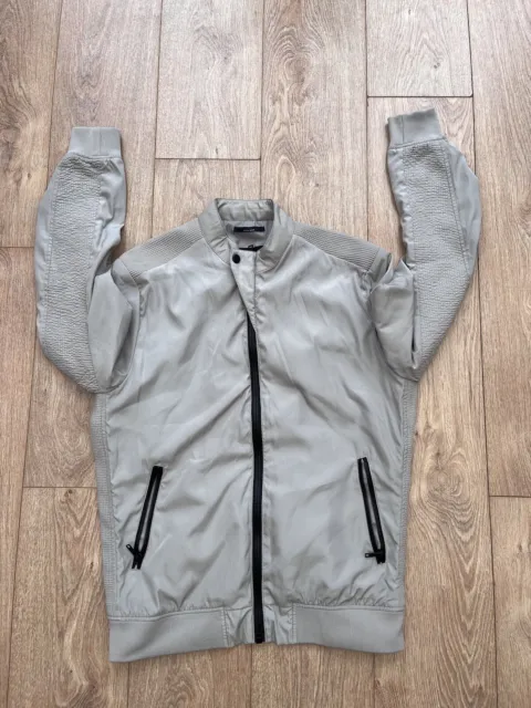 Zara Harrington Bomber Jacket Mens Size XL Beige Lightweight Coat Zip Up