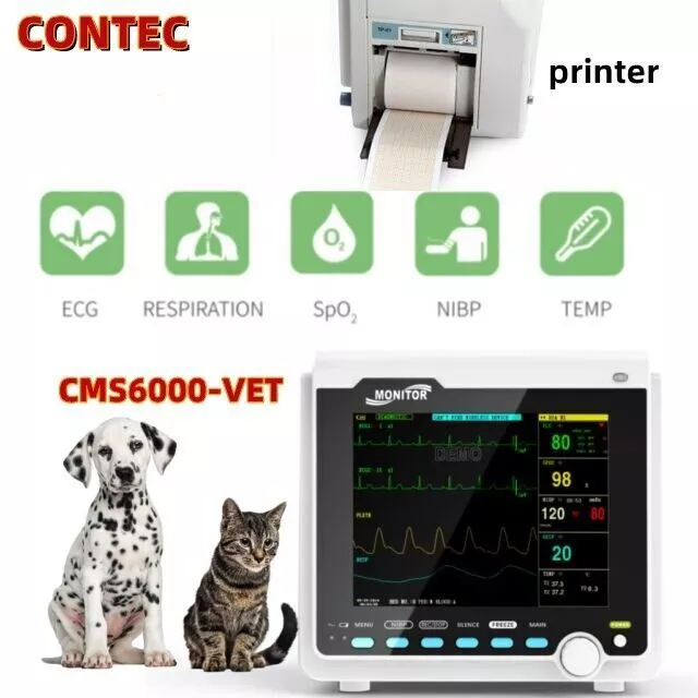 CMS6000-VET Portable Patient Monitor ICU Vital Signs Monitor 6 Parameters pet