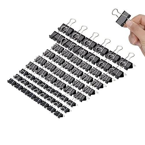 Binder Clips and Paper Clips, Metal Paper Clamps Black Binder Clips Assorted 3