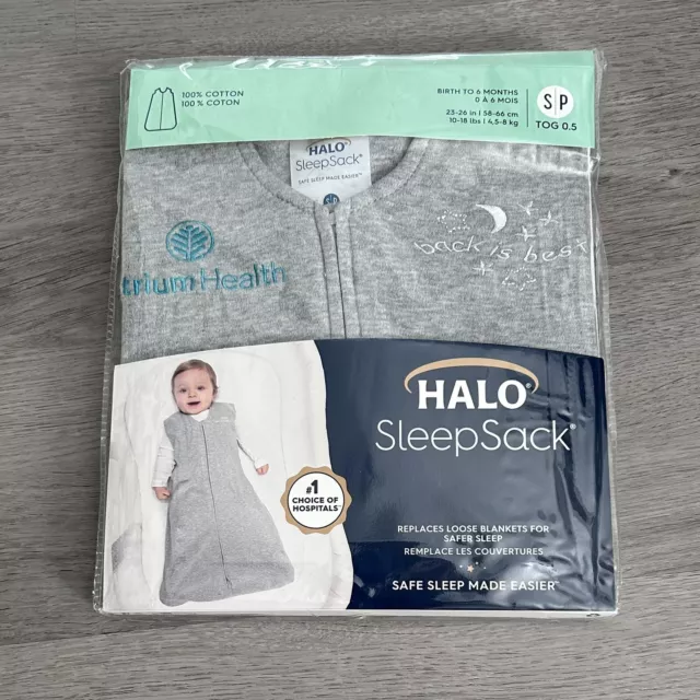 HALO SleepSack Wearable Blanket Unisex Baby Size Small Heather Grey 100% Cotton