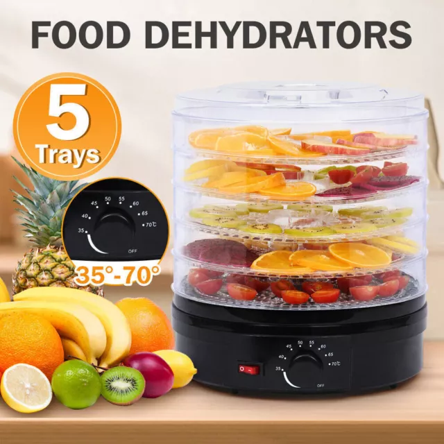 5 Trays Food Dehydrator Fruit Dehydrators Pet Beef Jerky Dryer Black
