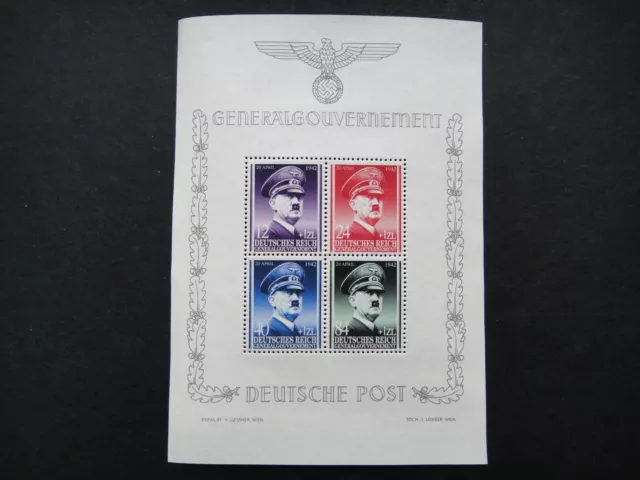 Germany Nazi 1942 Stamps MNH Sheet Adolf Hitler Swastika Eagle WWII Third Reich