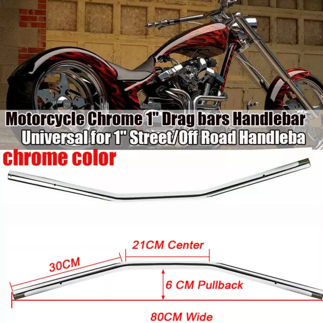 1Inch 25mm Drag Bars Motorcycle Handlebars for Harley Soprtster Chrome Universal