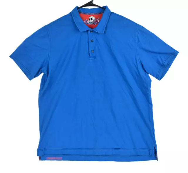 Robert Graham Classic Fit Short Sleeve Golf Polo Shirt Blue Men's Size L