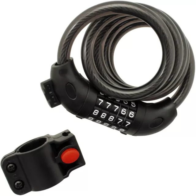 5 Resettable Digit Combination Bike Lock Bicycle Spiral Steel Cable Lock 120cm
